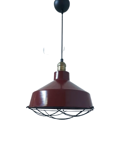 Rys Retro Metal Bordo Eskitme Duylu Kafesli Ruktik Tekli Sarkıt Kafe Mutfak Aydınlatma Çap:30 cm ürün görseli 1