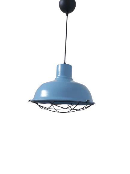 Rys Retro Metal Mavi Dekoratif Tekli Kafesli Kafe Mutfak Sarkıt Avize Çap:30 cm ürün görseli 1