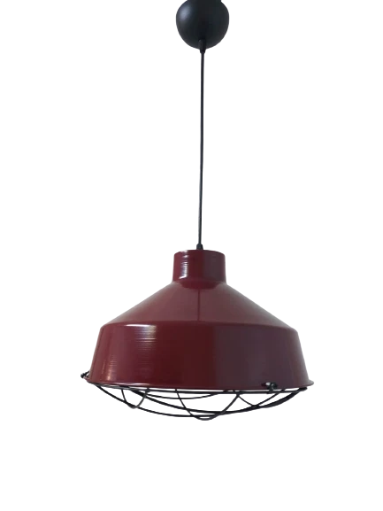 Rys Retro Metal Bordo Dekoratif Kafesli Tekli Sarkıt Kafe Mutfak Aydınlatma Çap:30 cm ürün görseli 1