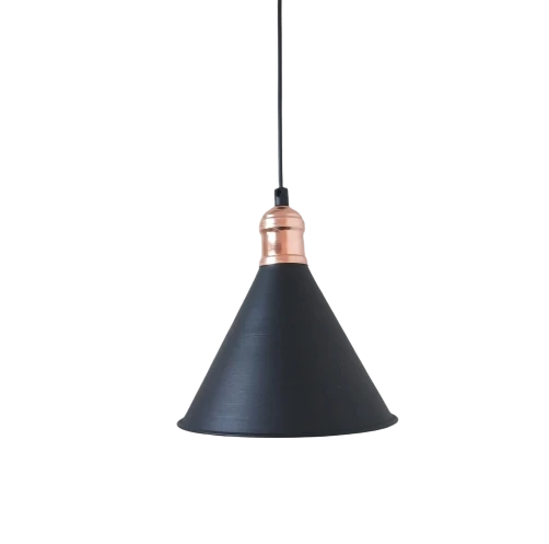 Rys Retro Metal Siyah İçi Gold Dekoratif Tekli Rustik Sarkıt Avize Çap:17 cm ürün görseli 1