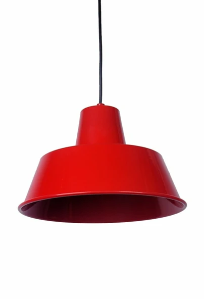 Rys Retro Metal Sarkıt Avize Rustik Tekli Kırmızı Sarkıt Cafe Mutfak Aydınlatma Çap:35 cm ürün görseli 1