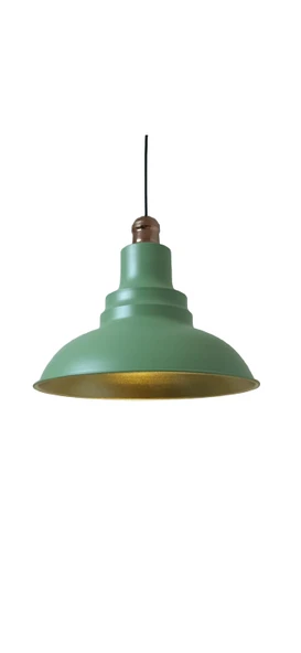Rys Retro Metal Mat Su Yeşili Bakır Duylu Dekoratif Rustik Metal Sarkıt Avize Çap:30 cm ürün görseli 1