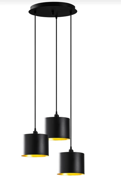 Rys Retro Metal Siyah 3 Lü Dekoratif Rustik Sarkıt Avize Çap:30 cm ürün görseli 1