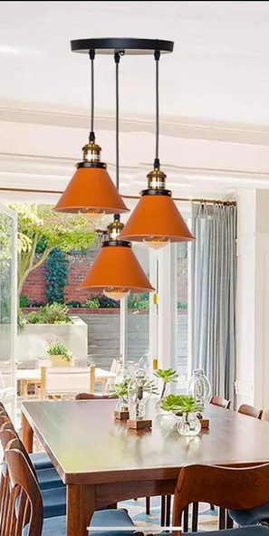 Rsylight Retro Dekoratif 3 lü Bakır Rustik Metal Sarkıt Avize 30 Cm ürün görseli 1