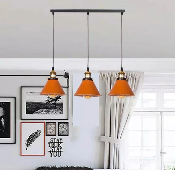 Rsylight Retro Dekoratif 3 lü Bakır Rustik Metal Sarkıt Avize 60 Cm ürün görseli 1
