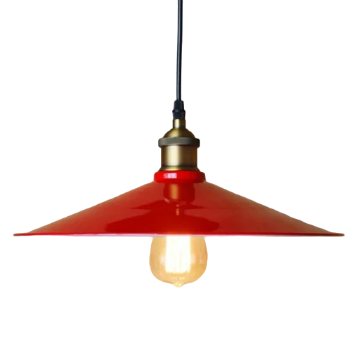 RYS Retro Metal Sarkıt Avize Rustik Tekli Kırmızı Içi Beyaz Sarkıt Cafe Mutfak Aydınlatma Çap:40 Cm ürün görseli 1