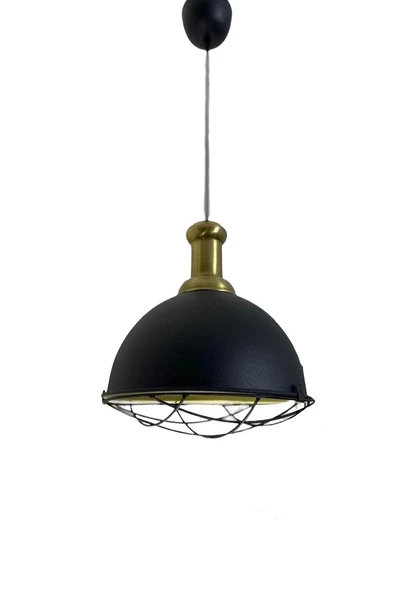 Rsylight Retro Metal Dekoratif Siyah Kafesli Tekli Sarkıt Avize Çap 33cm ürün görseli 1