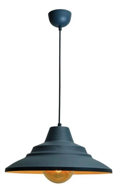 Rsylight Retro Metal Dekoratif Rustik Antrasit İçi Gold Tekli Sarkıt Avize Çap 45 cm ürün görseli 1
