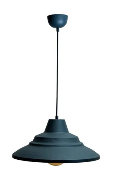 Rsylight Retro Metal Dekoratif Rustik Antrasit içi Antrasit Tekli Sarkıt Avize Çap 45 cm ürün görseli 1