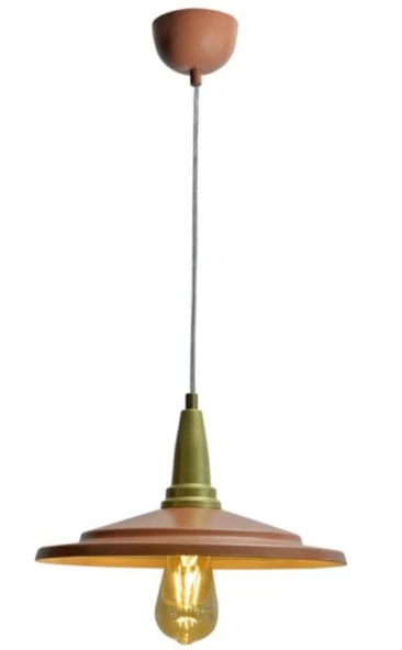 Rsylight Retro Metal Dekoratif Rustik Bakır Ve Eskitme Tekli Metal Sarkıt Avize Çap:31 cm ürün görseli 1