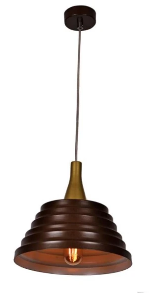 Rsylight Retro Metal Dekoratif Kahve Rustik Tekli Sarkıt Avize Çap 27 cm ürün görseli 1