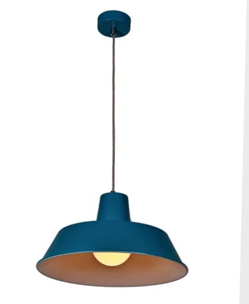 Rsylight Retro Metal Dekoratif Mavi içi  Rustik Tekli Sarkıt Avize Çap 35 cm ürün görseli 1