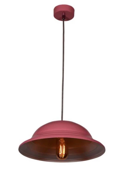 Rsylight Retro Metal Dekoratif Pembe içi Beyaz Rustik Tekli Sarkıt Avize Çap 30 cm ürün görseli 1