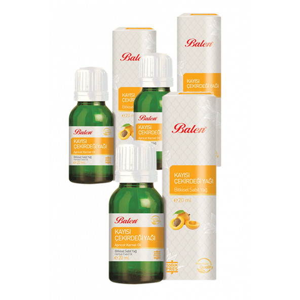 3 Kutu Balen Kayısı Çekirdeği Yağı Doğal Bitkisel Sabit Yağ 20 Ml ürün görseli 1
