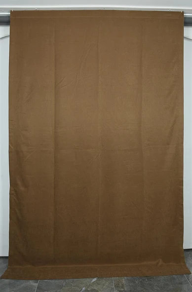 DOKUMA KAHVERENGİ RENK (EKSTRAFOR BÜZGÜLÜ) TEK KANAT FON PERDE 150x260 CM ürün görseli 1