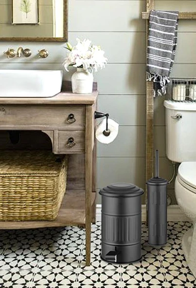 The Mia Çöp Kovası Banyo Siyah 5 Lt - Resim 2