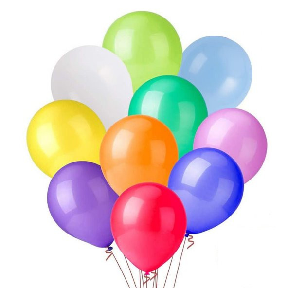 nistabolje 200 Adet Renkli Balon Karışık Renk Parti Doğum Günü Kutlama Özel Günler ürün görseli 1