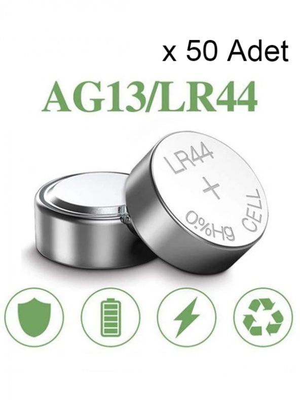 nistabolje 50 Adet Ag13/lr44/357a Düğme Saat Pil  Oyuncak Pili Alkalin ürün görseli 1