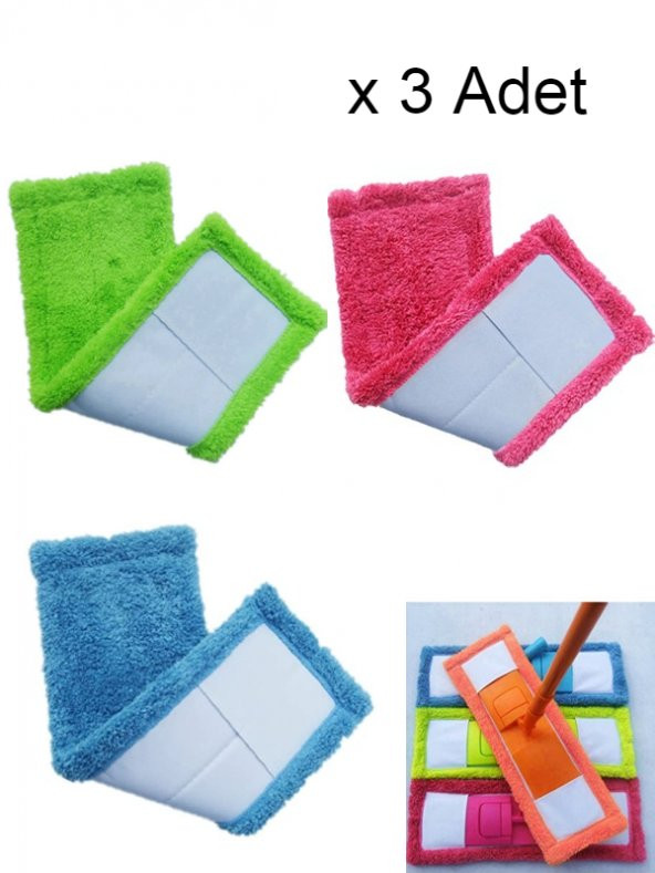 nistabolje 3 Adet 40 cm Mop Yedek Bezi Mikrofiber Mop Bezi Mop Yedeği ürün görseli 1