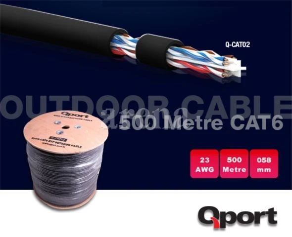 QPORT Q-CATO2 500mt CAT6 Outdoor 23AWG 0.58MM UTP Kablo ürün görseli 1