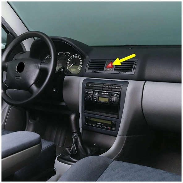 Skoda Octavia A4 01-09 Kırmızı Üçgen Dörtlü Flaşör Düğmesi 1U0953235B ürün görseli 1