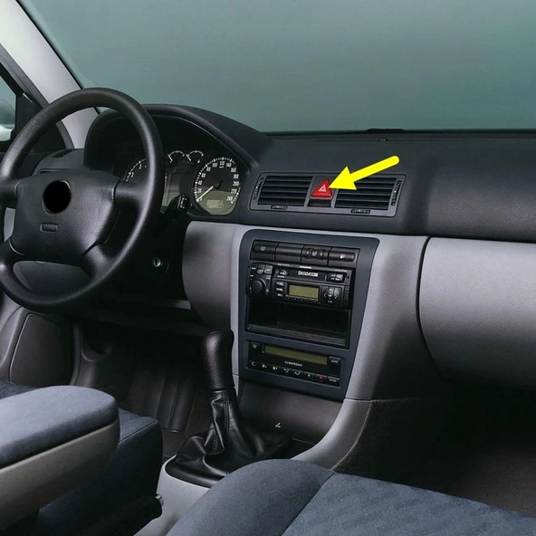 Skoda Octavia A4 97-00 Kırmızı Üçgen Dörtlü Flaşör Düğmesi 1U0953235B ürün görseli 1