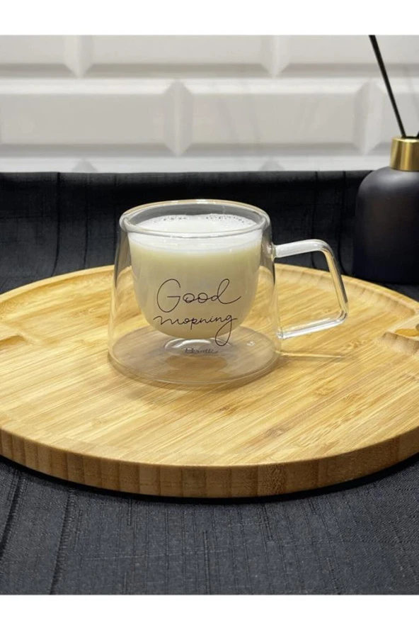 Perotti 13793 Good Morning Çift Cidarlı Cam Kahve Kupası 200ML ürün görseli 1