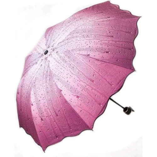 Pembe Damla Desenli Rüzgara Dayanıklı Lüx Kadın Şemsiyesi ürün görseli 1