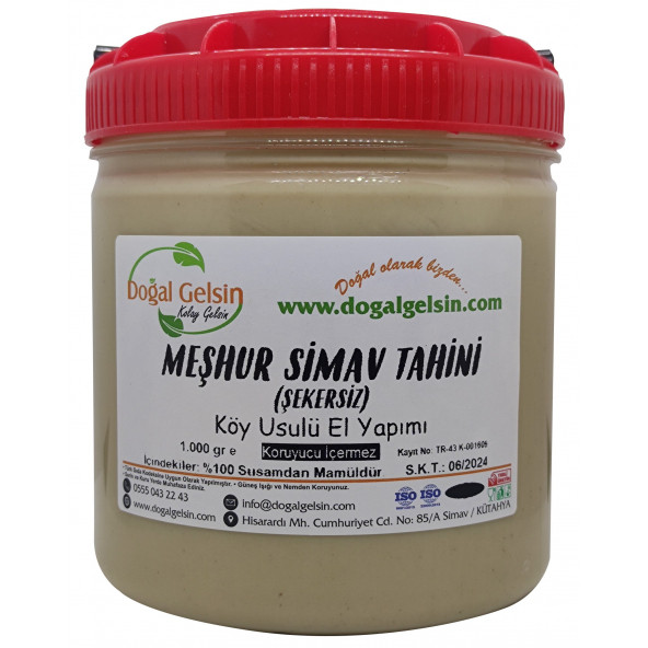 Doğal Gelsin Meşhur Simav Tahini (Şekersiz) - 1.000 gr ürün görseli 1