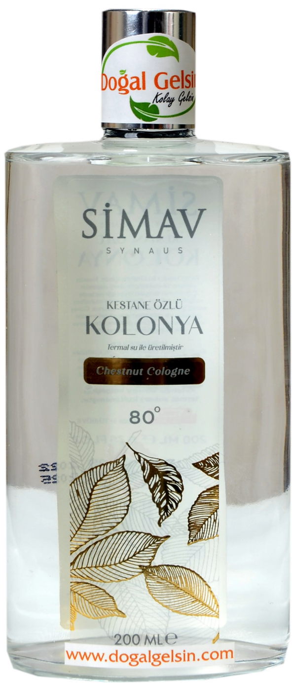 SİMAV Coğrafi İşaretli Kestane Özlü ve Termal Sulu Kolonya Cam Şişe - 200 ml ürün görseli 1