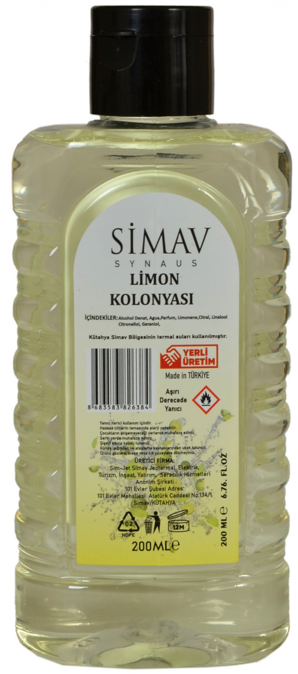 SİMAV Termal Sulu Limon Kolonyası - 200 ml - Resim 2