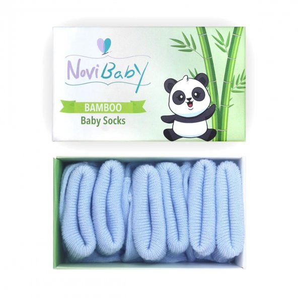 Novibaby 3lü Bambu Yenidoğan Bebek Çorap I Dusty Blue I 0-6 ay ürün görseli 1