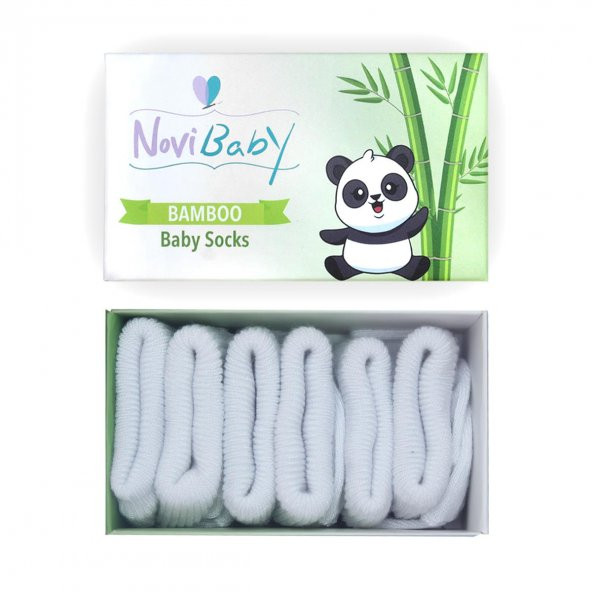 Novibaby 3lü Bambu Yenidoğan Bebek Çorap I Snow White I 0-6 ay ürün görseli 1