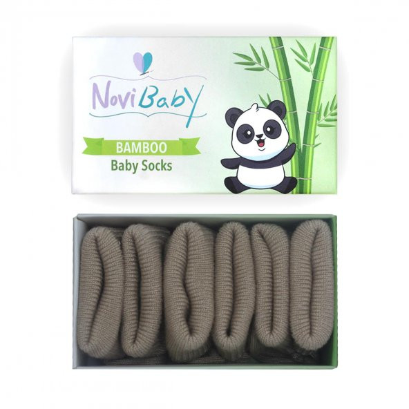 Novibaby 3lü Bambu Yenidoğan Bebek Çorap I Beige I 0-6 ay ürün görseli 1