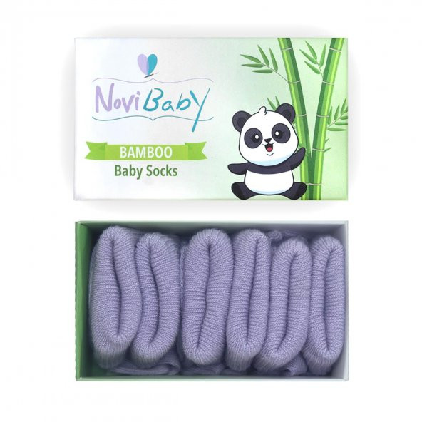 Novibaby 3lü Bambu Yenidoğan Bebek Çorap I Purple I 0-6 ay ürün görseli 1