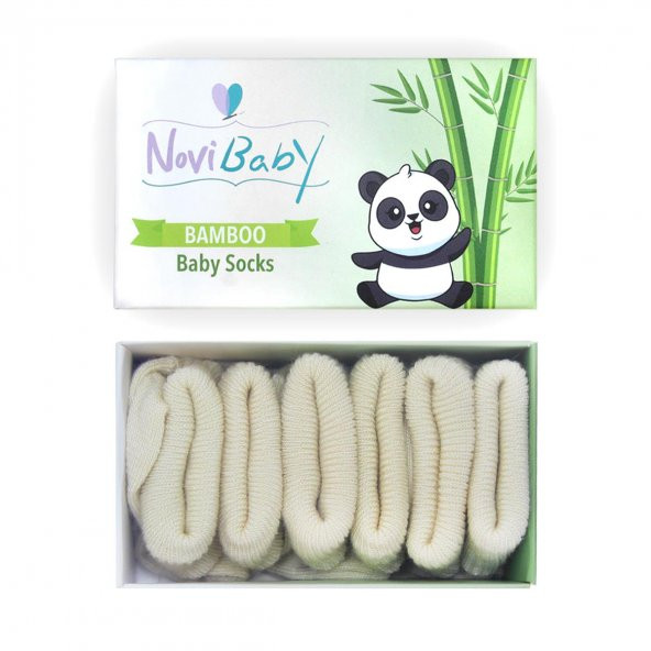 Novibaby 3lü Bambu Yenidoğan Bebek Çorap I Ecru I 0-6 ay ürün görseli 1