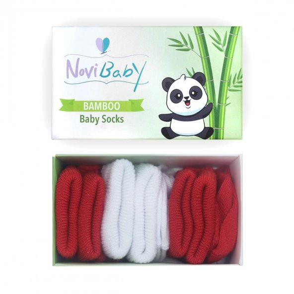 Novibaby 3lü Bambu Yenidoğan Bebek Çorap I Flag I 0-6 ay ürün görseli 1