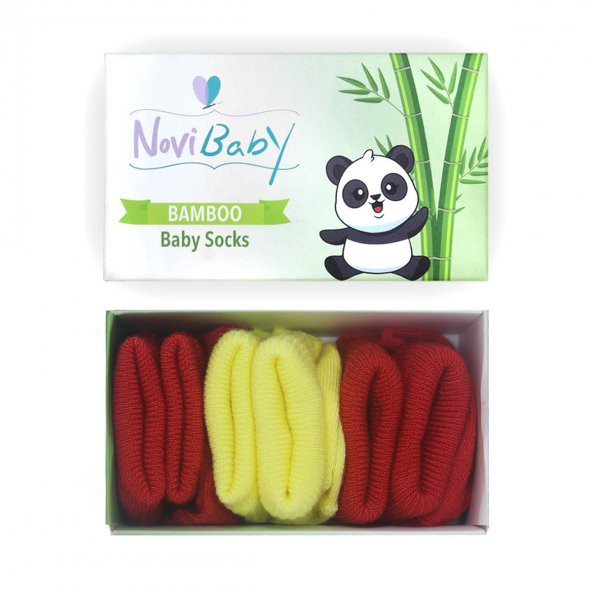 Novibaby 3lü Bambu Yenidoğan Bebek Çorap I Sunset I 0-6 ay ürün görseli 1