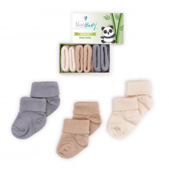 Novibaby 3lü Bambu Yenidoğan Bebek Çorap I Uncle I 0-6 ay ürün görseli 1