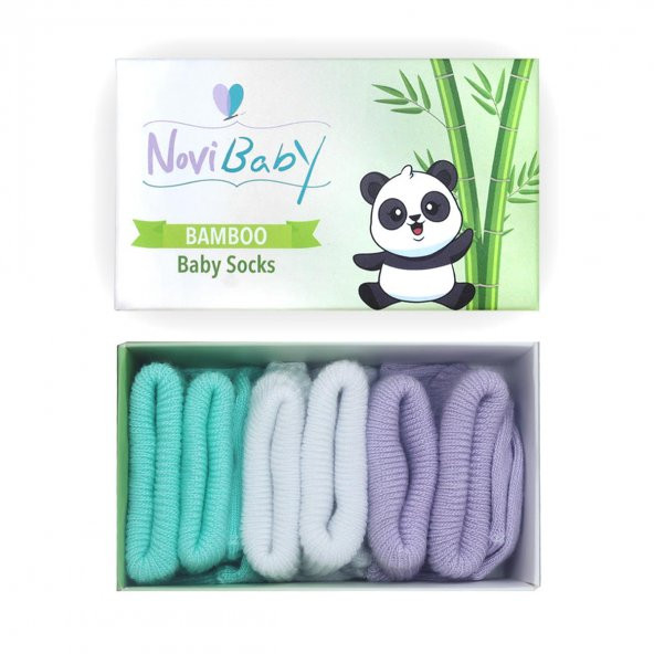 Novibaby 3lü Bambu Yenidoğan Bebek Çorap I Trendy I 0-6 ay ürün görseli 1