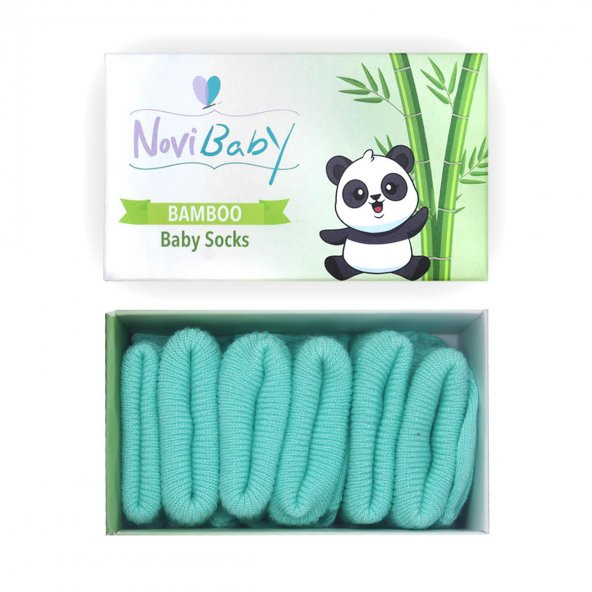 Novibaby 3lü Bambu Yenidoğan Bebek Çorap I Sea Green I 0-6 ay ürün görseli 1
