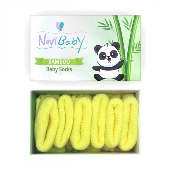 Novibaby 3lü Bambu Yenidoğan Bebek Çorap I Lemon I 0-6 ay ürün görseli 1
