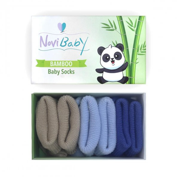 Novibaby 3lü Bambu Yenidoğan Bebek Çorap I Coastal Sea I 0-6 ay ürün görseli 1