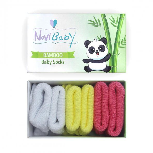 Novibaby 3lü Bambu Yenidoğan Bebek Çorap I Spring I 0-6 ay ürün görseli 1