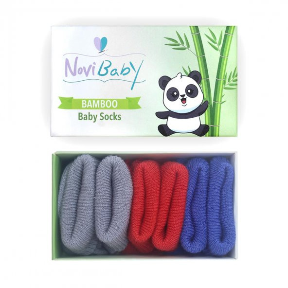 Novibaby 3lü Bambu Yenidoğan Bebek Çorap I Winter Mix I 0-6 ay ürün görseli 1