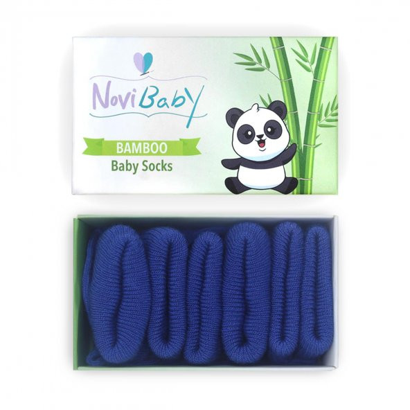 Novibaby 3lü Bambu Yenidoğan Bebek Çorap I Navy Blue I 0-6 ay ürün görseli 1