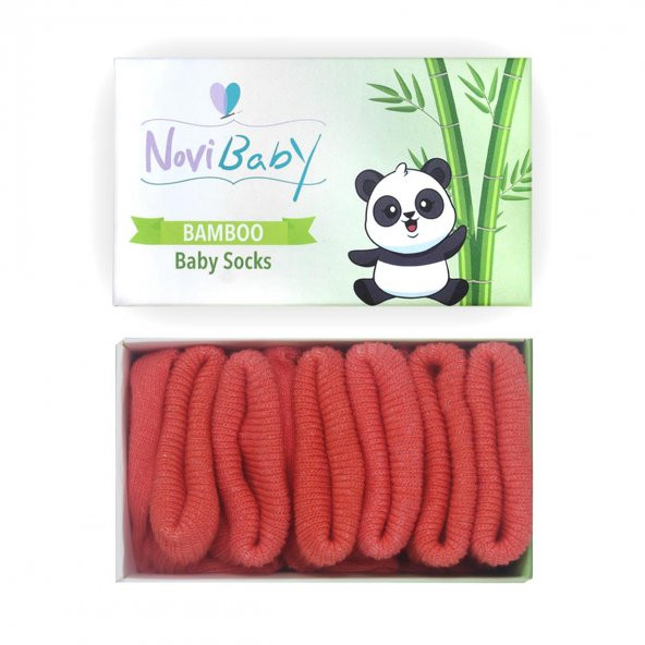 Novibaby 3lü Bambu Yenidoğan Bebek Çorap I Orange I 0-6 ay ürün görseli 1