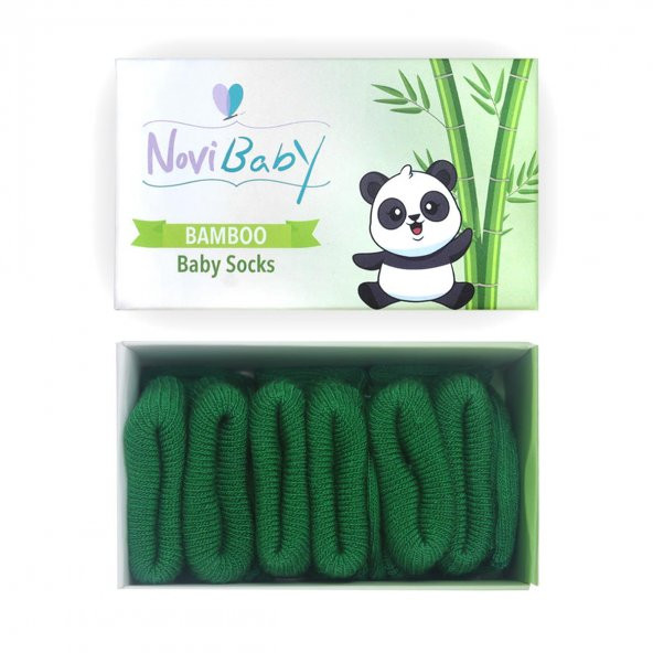 Novibaby 3lü Bambu Yenidoğan Bebek Çorap I Pine Green I 0-6 ay ürün görseli 1