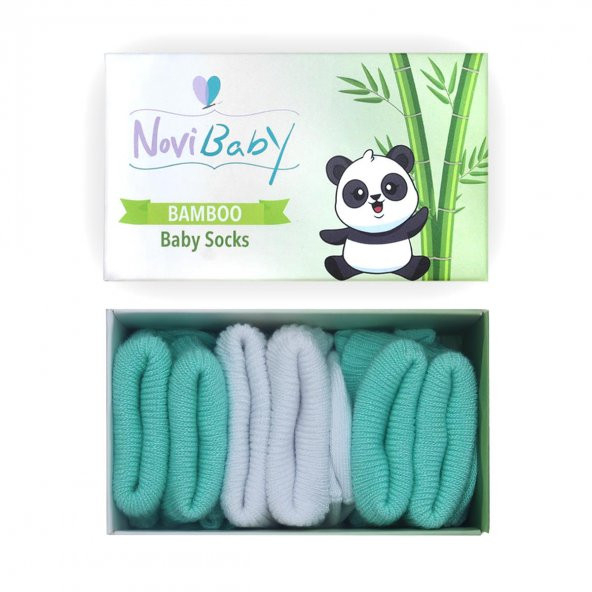 Novibaby 3lü Bambu Yenidoğan Bebek Çorap I Minty I 0-6 ay ürün görseli 1
