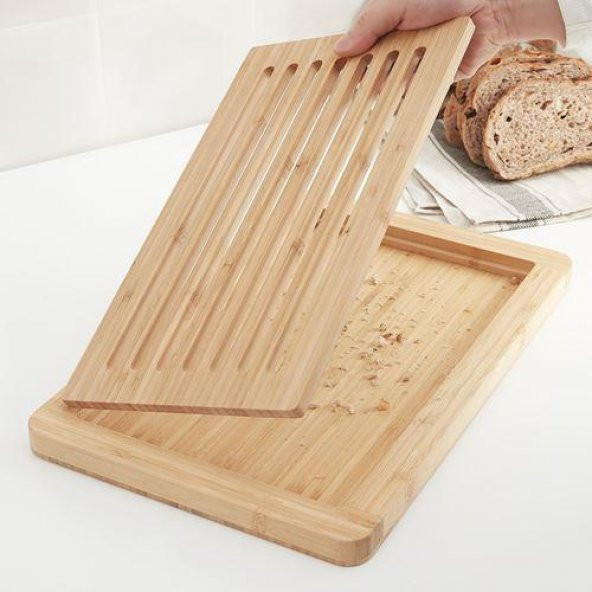 Bambu Kesme Tahtası 37x24 cm MeridyenDukkan Tepsili-Sunumluk Kesme Tahtası ürün görseli 1